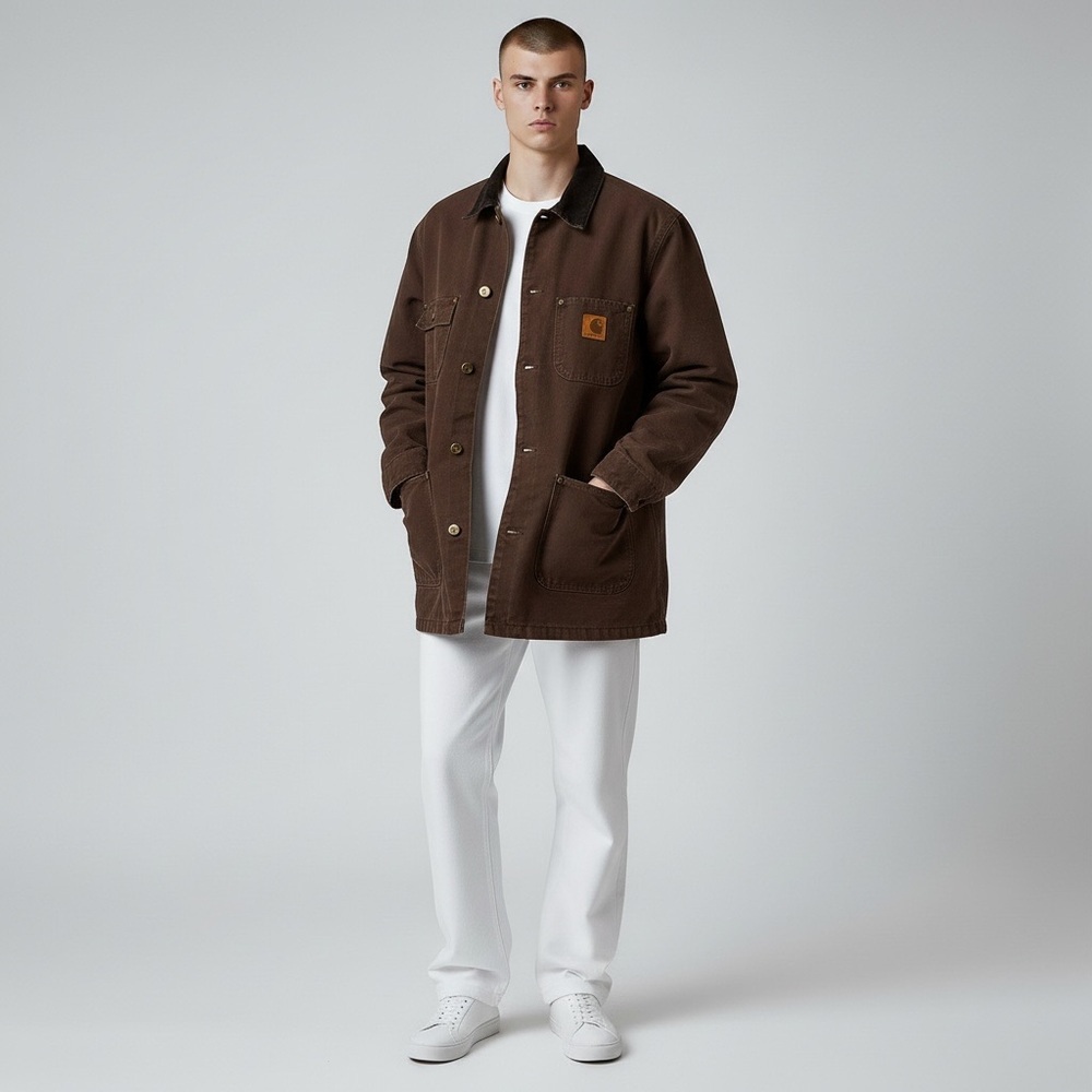 Vintage Y2K Carhartt Detroit C02 Brown Duck Chore Coat Large Tall